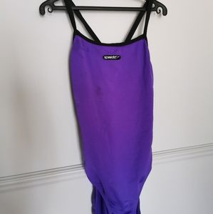 SPEEDO Purple Racer Back Polyester Bathing Suit